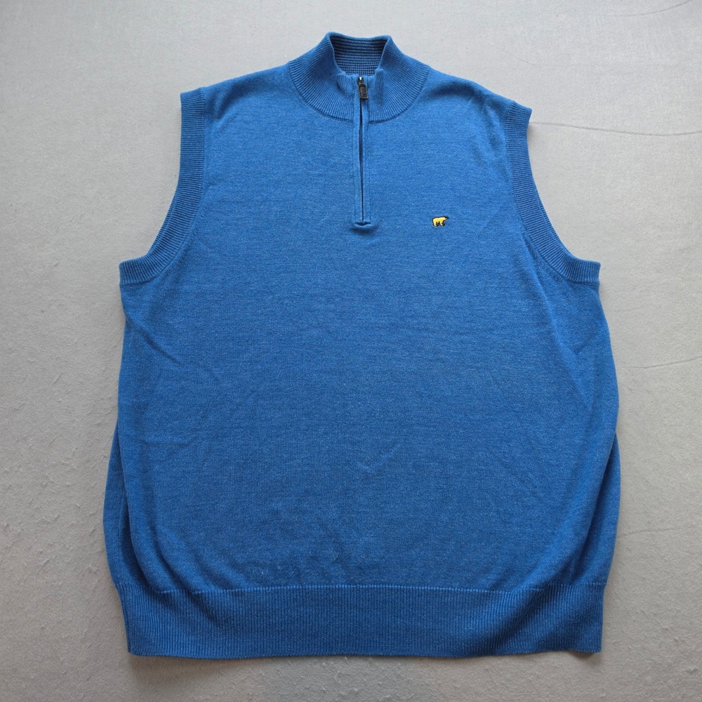 Jack Nicklaus Golden Bear Mens Small Blue Quarter Zip Golf Sweater Vest SU22316